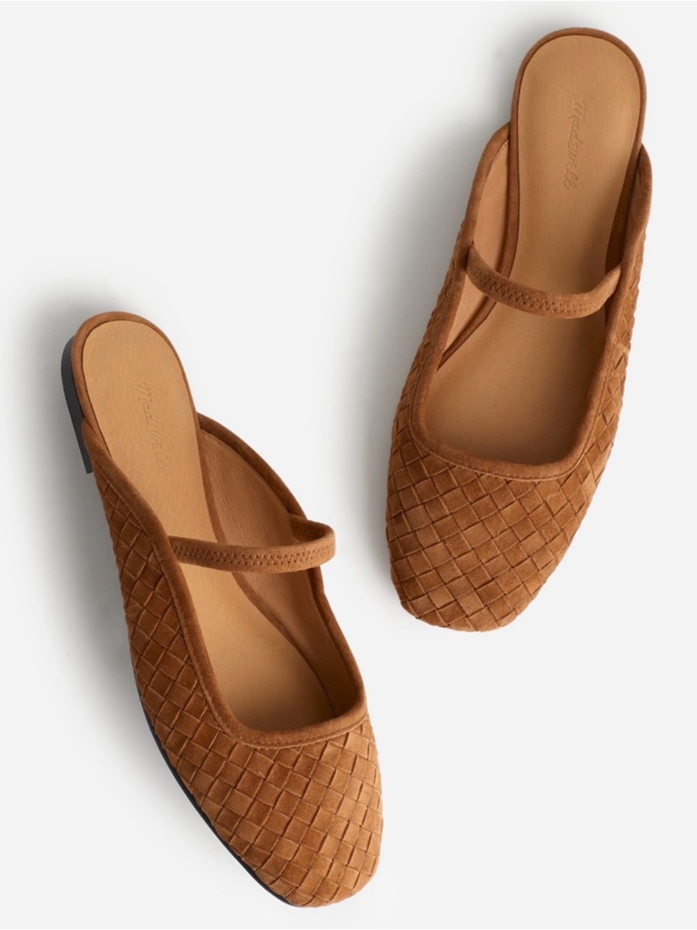 Madewell The Greta Ballet Flat Mule in Woven Suede - size 10